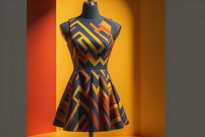 Women's dress on a mannequin in a fashion store. ai generative photo