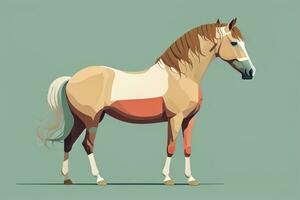 Brown and white horse standing. Vector illustration. ai generative photo