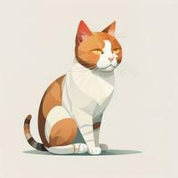 Cute cat sitting on the floor. Vector illustration in retro style. ai generative photo