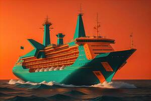 Cruise ship in the sea. ai generative photo