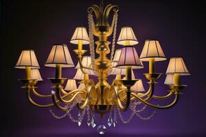 Luxury chandelier isolated on dark background. ai generative photo