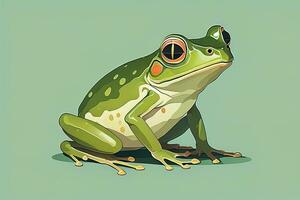 Frog on a green background. Vector illustration of a frog. ai generative photo