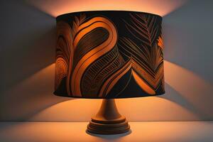 a decorative and colorful lamp on a solid color background. ai generative photo