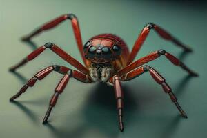 jumping spider closeup on solid color background, copyspace. ai generative photo