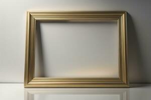 Glass picture frame on a solid color background. ai generative photo