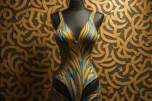 Women's dress on a mannequin in a fashion store. ai generative photo