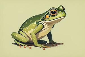 Frog on a green background. Vector illustration of a frog. ai generative photo