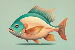 Illustration of a fish on a blue background, vector illustration. ai generative photo