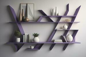 Bookshelf in scandinavian interior. ai generative photo