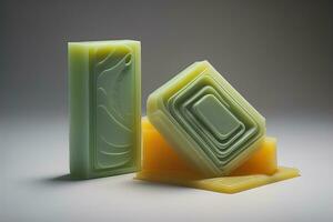 Soap bars on a colored background. ai generative photo