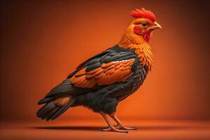 Colorful chicken on a solid color background, studio photo. ai generative photo