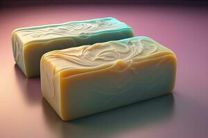 Soap bars on a colored background. ai generative photo