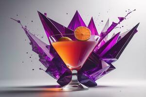 Cocktail in a glass on a solid color background. ai generative photo