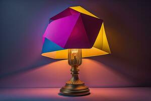 a modern lamp on a solid color background. ai generative photo