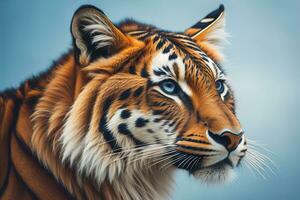 Portrait of a tiger on a solid color background. Close-up. ai generative photo