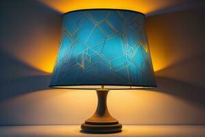 decorative table lamp on solid color background. ai generative photo