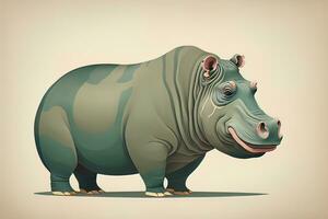 Hippopotamus standing on its hind legs. Vector illustration. ai generative photo