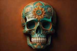 Day of the Dead sugar skull. Mexican sugar skull. ai generative photo