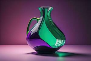 Ceramic vase on a solid color background. ai generative photo