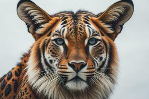 Portrait of a tiger on a solid color background. Close-up. ai generative photo