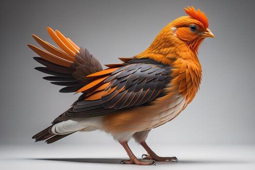 Colorful chicken on a solid color background, studio photo. ai generative photo