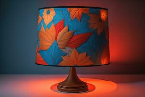 a decorative and colorful lamp on a solid color background. ai generative photo