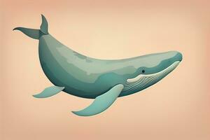 Blue whale isolated on a solid clor background. ai generative photo