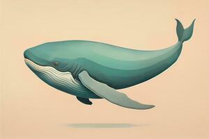 Blue whale isolated on a solid clor background. ai generative photo