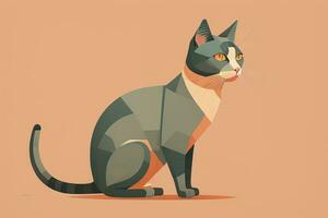 Cute cat sitting on the floor. Vector illustration in retro style. ai generative photo