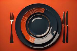 Empty plate on the wooden table. ai generative photo