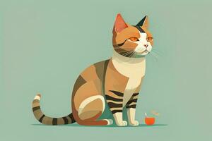 Cute cat sitting on the floor. Vector illustration in retro style. ai generative photo