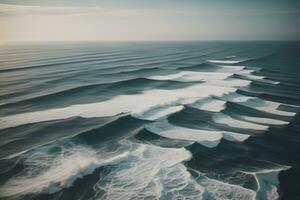 Beautiful seascape with stormy sky. Long exposure shot. ai generative photo