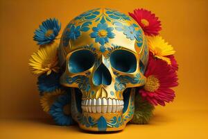 Day of the Dead sugar skull. Mexican sugar skull. ai generative photo