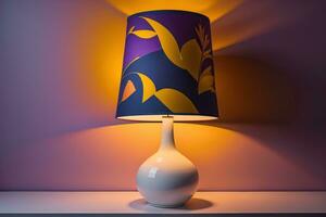 decorative table lamp on solid color background. ai generative photo