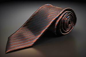 a necktie on a wooden background with reflection. ai generative photo