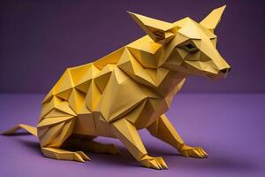 Paper origami animal isolated on solid color background. ai generative photo