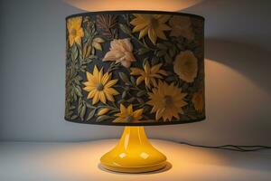 a decorative and colorful lamp on a solid color background. ai generative photo