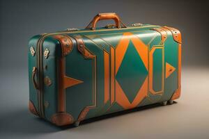 a travel suitcase isolated on a solid color background. ai generative photo