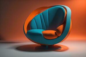 Colorful armchair on a solid color background. ai generative photo