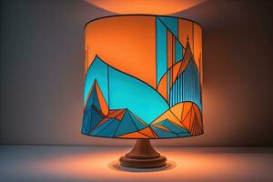 a decorative and colorful lamp on a solid color background. ai generative photo