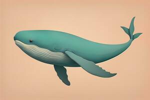 Blue whale isolated on a solid clor background. ai generative photo