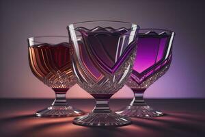 Glasses for different alcoholic beverages. ai generative photo