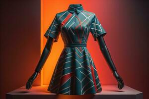 Women's dress on a mannequin in a fashion store. ai generative photo