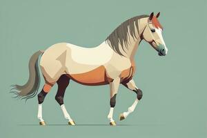 Brown and white horse standing. Vector illustration. ai generative photo