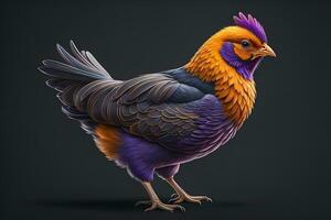 Colorful chicken on a solid color background, studio photo. ai generative photo