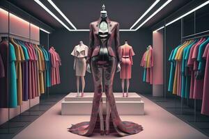 Futuristic fashion mannequin in the store. ai generative photo