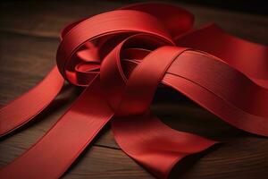 Shiny satin ribbon in brown color isolated on white background. ai generative photo