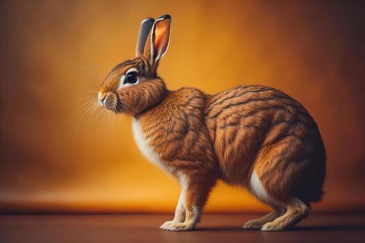 Easter bunny on a solid color background. ai generative photo