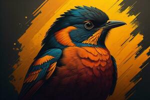 Colorful bird in grunge style. Vector illustration. ai generative photo