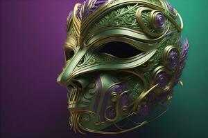 Mardi Gras mask isolated on solid color background. ai generative photo